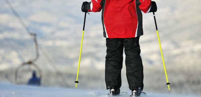 overweight skier from the back overweight skier from the back